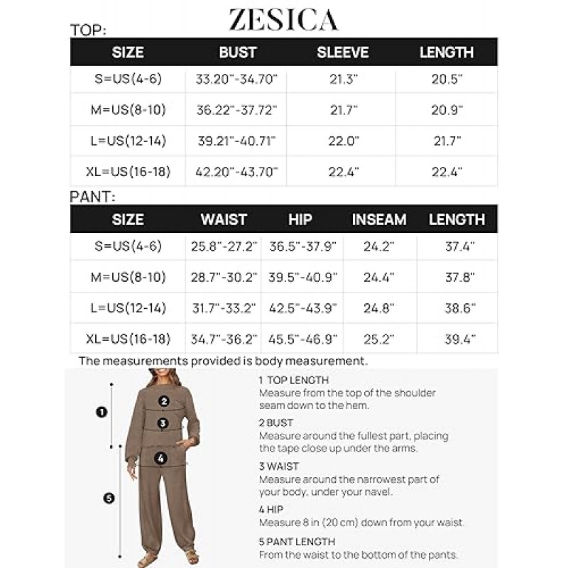 ZESICA 여성용 2 피스 의상 스웨터 세트 긴 소매 모의 넥 니트 풀오버 탑 하이 웨이스트 바지 트랙 슈트 라운지 세트