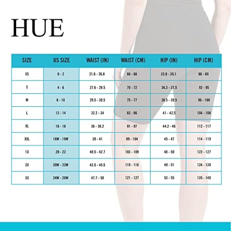 HUE 여성용 하이 웨이스트 블랙아웃 코튼 자전거 반바지