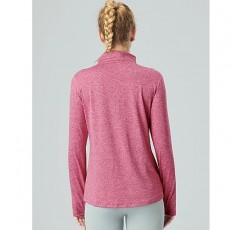 Liberty Imports 여성용 퀵 드라이 긴 소매 쿼터 지퍼 풀오버 ​​셔츠(엄지 구멍 및 포켓 포함)