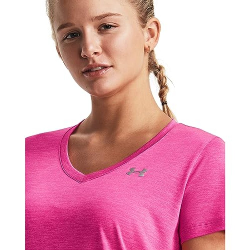 Under Armour 여성용 테크 반팔 브이넥 - 트위스트