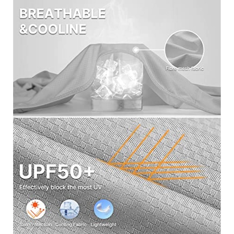 여성용 UPF 50+ 자외선 차단 셔츠 긴 소매 경량 SPF/UV 러닝 하이킹 운동용 재킷(지퍼 포켓 포함)