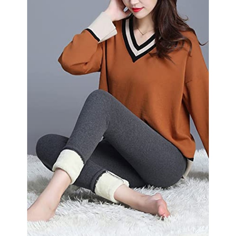 Yeokou Womens Sherpa 라이닝 스웨트 팬츠 겨울 운동 조깅 플리스 바지