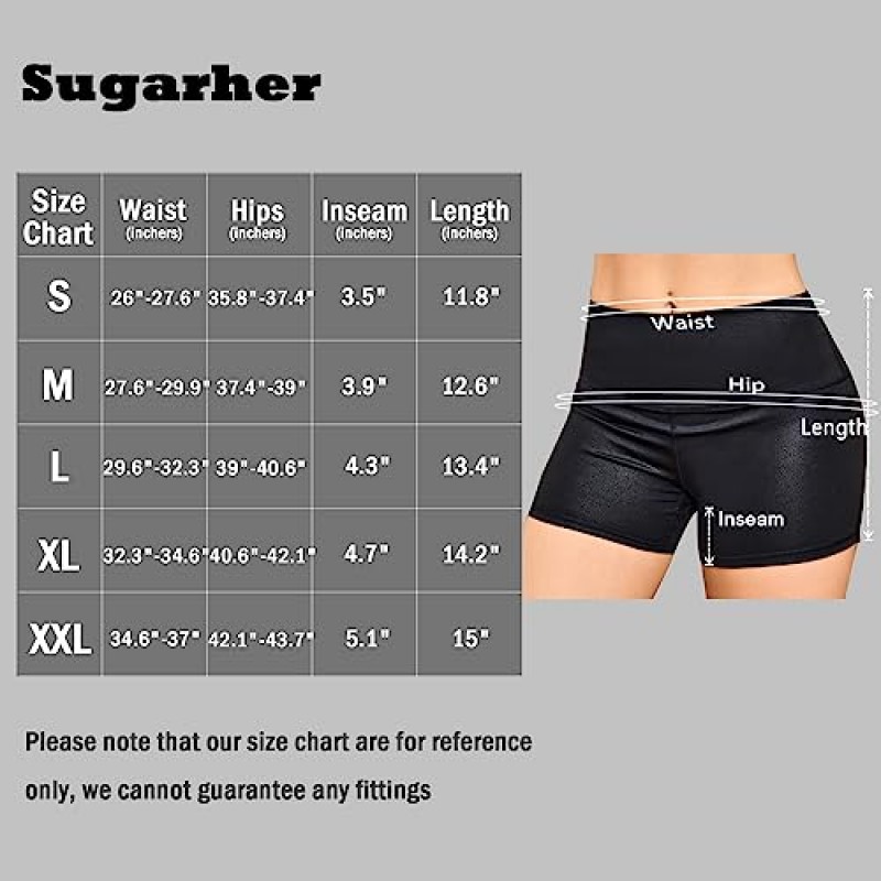 Sugarher 인조 가죽 바이커 반바지 여성용 하이 웨이스트 스포츠 요가 반바지