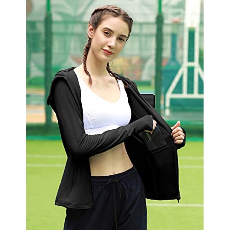 JACK SMITH 여성용 풀 지퍼 자외선 차단 후디 자켓 Packable UPF 50+ 지퍼 포켓이 있는 야외 하이킹 셔츠