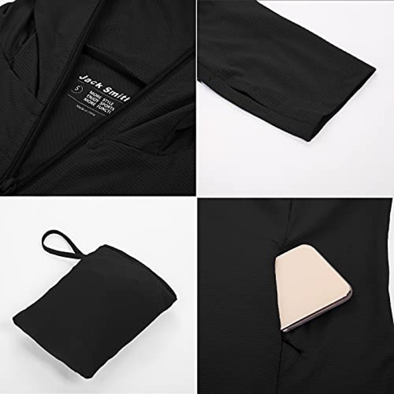 JACK SMITH 여성용 풀 지퍼 자외선 차단 후디 자켓 Packable UPF 50+ 지퍼 포켓이 있는 야외 하이킹 셔츠