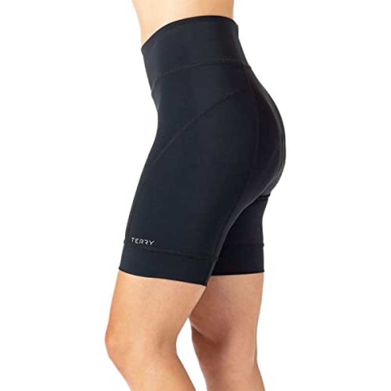 Terry Breakaway Hi-Rise, 여성용 압축 자전거 반바지, 8.5인치 안쪽 솔기, 플릿 에어 패딩 샤모아