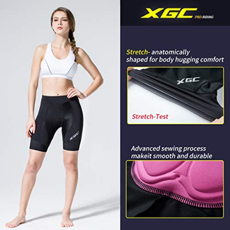 XGC 여성용 사이클링 반바지 고탄성 및 통기성이 뛰어난 4D 패딩이 적용된 자전거 반바지 및 사이클링 속옷