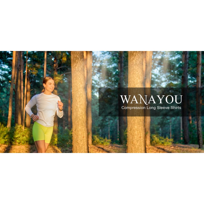 WANAYOU 여성용 2-3 팩 압축 셔츠 드라이 피트 긴 소매 러닝 운동 티셔츠 운동 탑