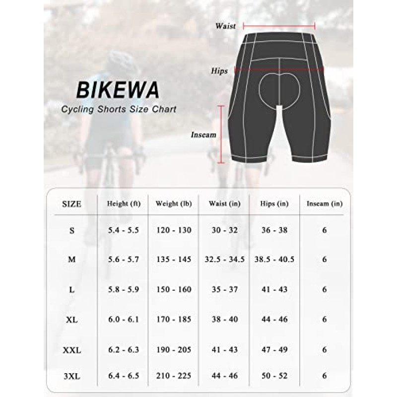 Bikewa 남성용 3D 패딩 자전거 반바지 사이클링 속옷 산악 자전거 자전거 MTB 패딩 팬츠 남성용 사이드 포켓