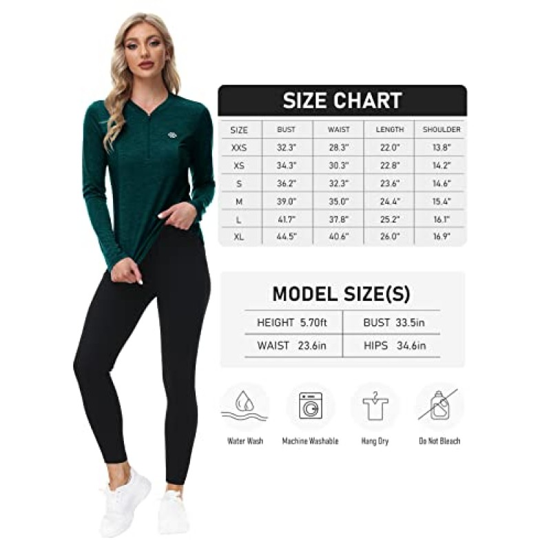 MoFiz 여성용 UPF 50+ 자외선 차단 퀵 드라이 집업 골프 러닝 하이킹 셔츠