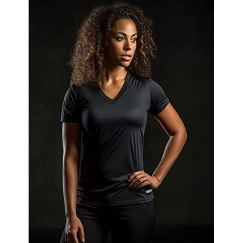 Zengjo Womens Running Shirts 빠른 건조 반팔 운동 요가 탑 V 넥 운동 티셔츠 스포츠 운동 Wicking T-Shirt
