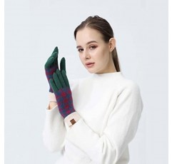 여성용 겨울 따뜻한 플러시 두꺼워진 니트 장갑, 터치 스크린 사용 가능, 야외 사이클링용