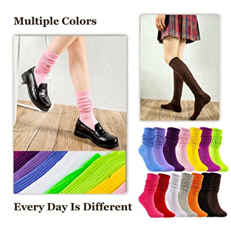 FLYDO Womens Slouch Sock Scrunch 양말 여성용 소프트 롱 부츠 양말 쌓인 높은 양말 2-3 팩