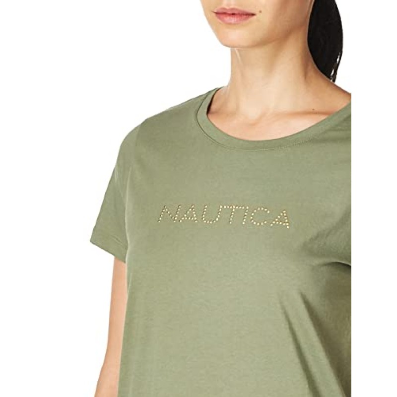 Nautica 여성용 Easy Comfort Supersoft 100% 코튼 클래식 로고 티셔츠