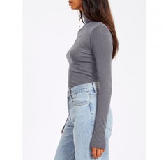 SUNBS Womens 3 Piece 터틀넥 긴 소매 셔츠 모의 목 가을 패션 2023 슬림 피트 겨울 열 속옷상의
