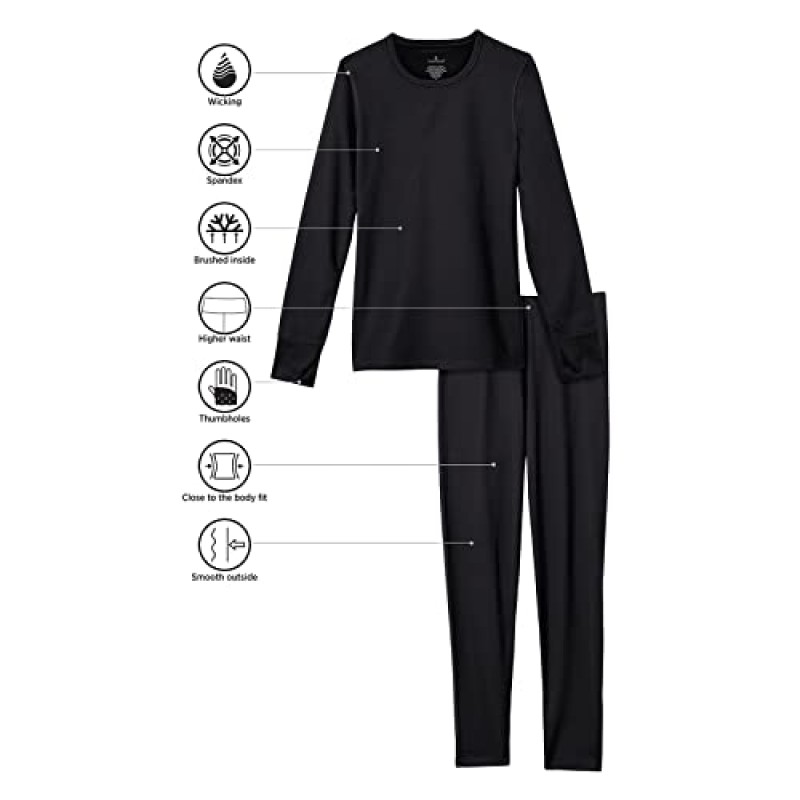 Cuddl Duds 열 속옷 여성용 롱 존스 양털 안감 추운 날씨 기본 레이어 탑 및 레깅스 하단 겨울 세트