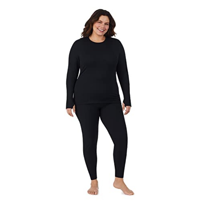 Cuddl Duds 열 속옷 여성용 롱 존스 양털 안감 추운 날씨 기본 레이어 탑 및 레깅스 하단 겨울 세트