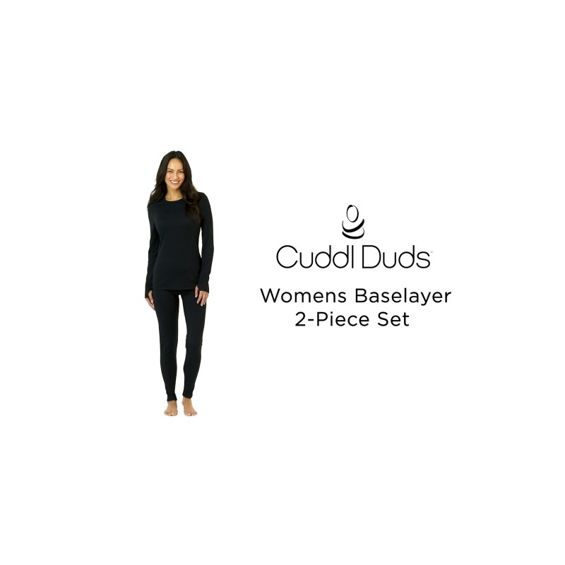 Cuddl Duds 열 속옷 여성용 롱 존스 양털 안감 추운 날씨 기본 레이어 탑 및 레깅스 하단 겨울 세트