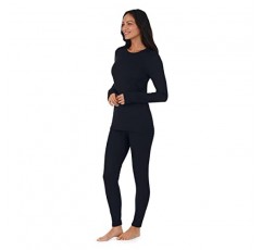 Cuddl Duds 열 속옷 여성용 롱 존스 양털 안감 추운 날씨 기본 레이어 탑 및 레깅스 하단 겨울 세트