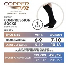 Copper Fit Energy 남녀공용 간편 착용/착용 가능 무릎 고압축 양말