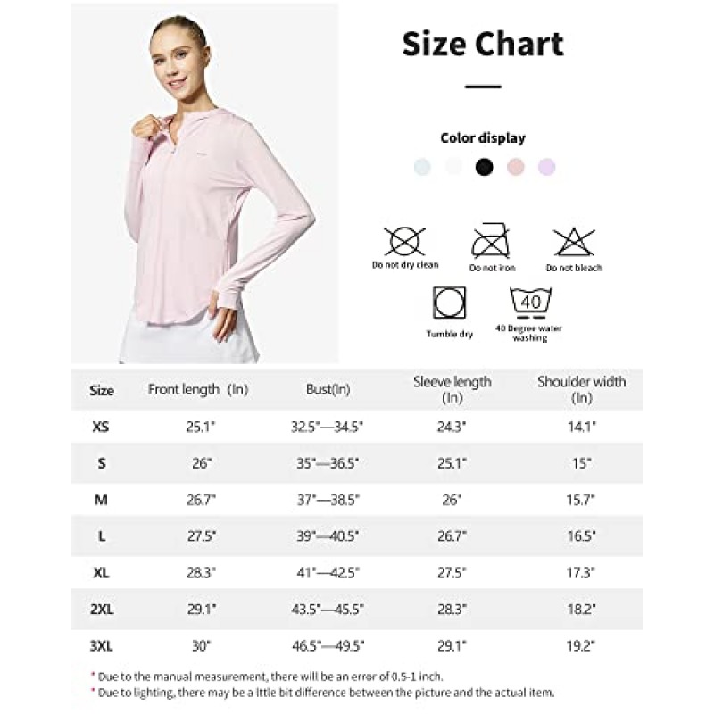 MELOO 여성용 UPF 50+ Sun Protection 까마귀 셔츠 풀 지퍼 긴 소매 냉각 셔츠 하이킹 야외 성능 주머니