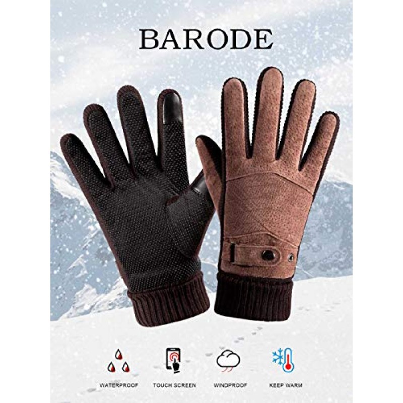 Barode 겨울 열 장갑 터치 스크린 장갑 손가락 따뜻한 장갑 미끄럼 방지 방풍