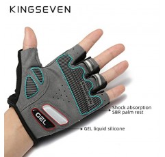 KINGSEVEN 자전거 사이클링 장갑 통기성 라이크라 패브릭 충격 흡수 MTB 반 손가락 장갑 남성 여성 G751