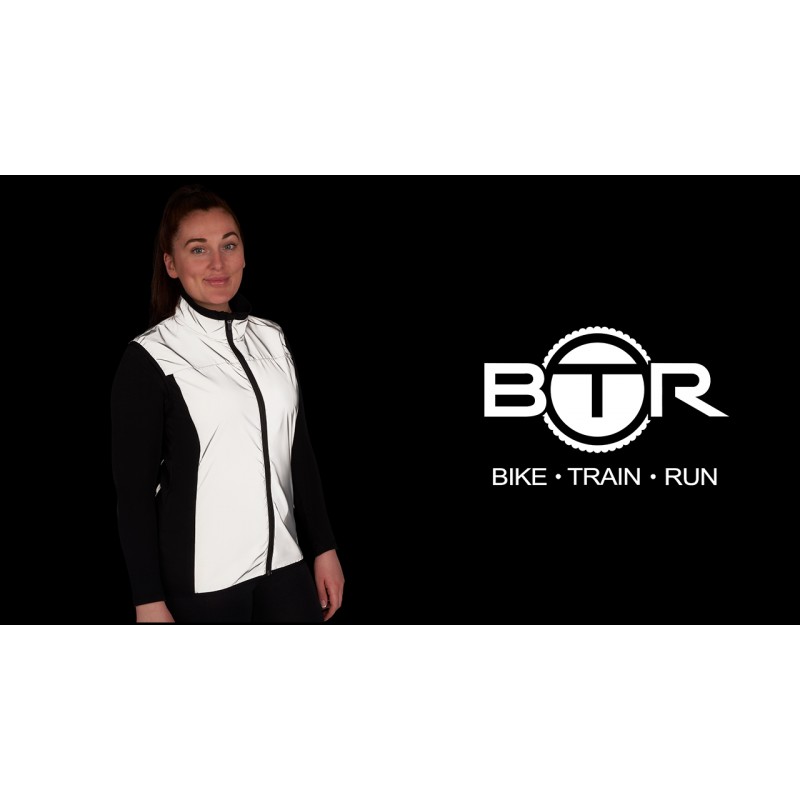 BTR 높은 가시성 반사 실버 여성용 사이클링 및 러닝 질레 & 조끼