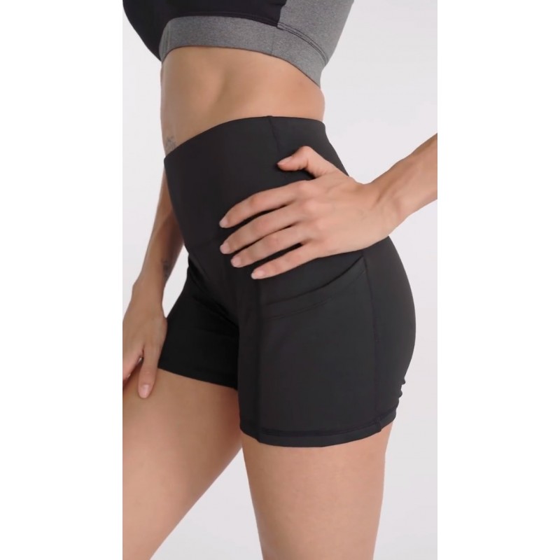 Aoliks 사이드 포켓이있는 여성용 하이 웨이스트 바이커 반바지 Tummy Control 러닝 운동 스판덱스 요가 반바지