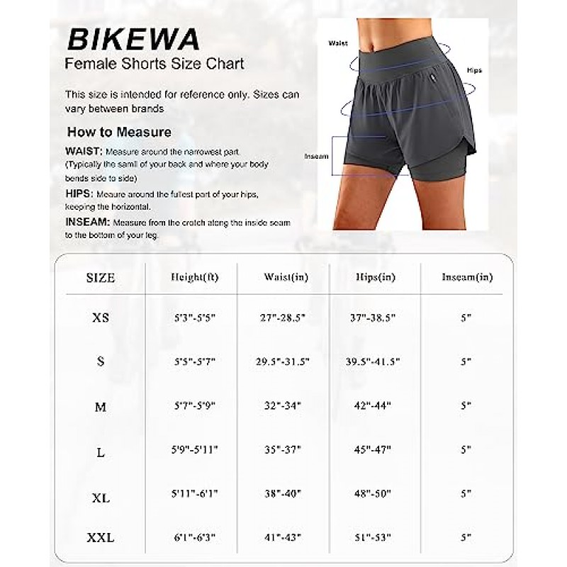 Bikewa 여성용 산악 자전거 반바지 4D 패딩 MTB 사이클링 라이딩 자전거 타기 자전거 바이커 사이클 반바지 여성용 지퍼 포켓
