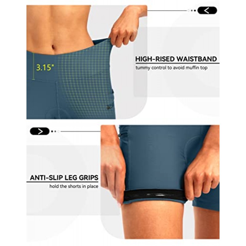 Bikewa 여성용 4D 패딩 자전거 반바지 라이딩 속옷 사이클링 자전거 도로 자전거 스핀 사이클 반바지 여성용 지퍼 포켓