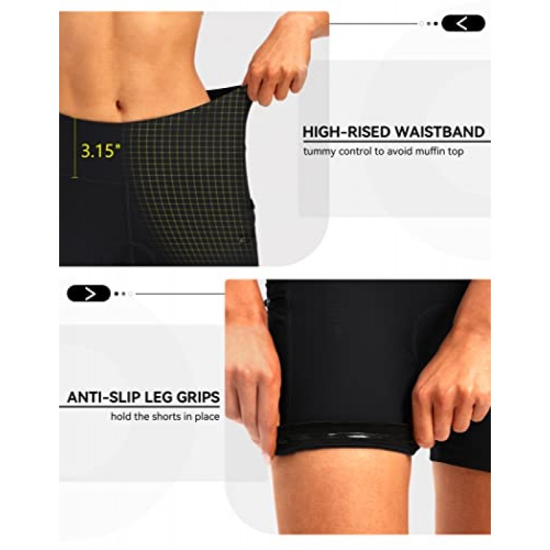 Bikewa 여성용 4D 패딩 자전거 반바지 라이딩 속옷 사이클링 자전거 도로 자전거 스핀 사이클 반바지 여성용 지퍼 포켓
