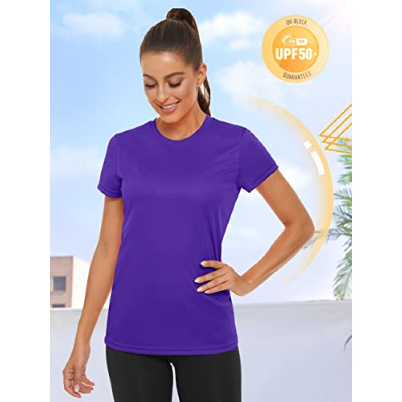 TACVASEN 여성용 반팔 셔츠 Sun Protection T-Shrit UPF 50+ 퀵 드라이 야외 요가 러닝 체육관 운동 탑