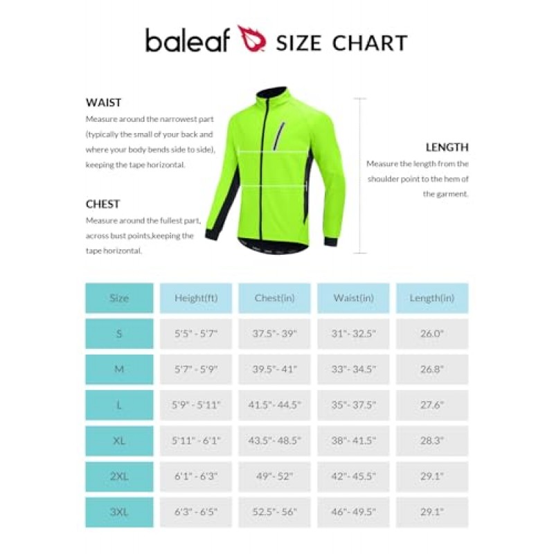 BALEAF 남성용 겨울 사이클링 자켓 방수 열 러닝 Softshell 자켓 따뜻한 추운 날씨 포켓