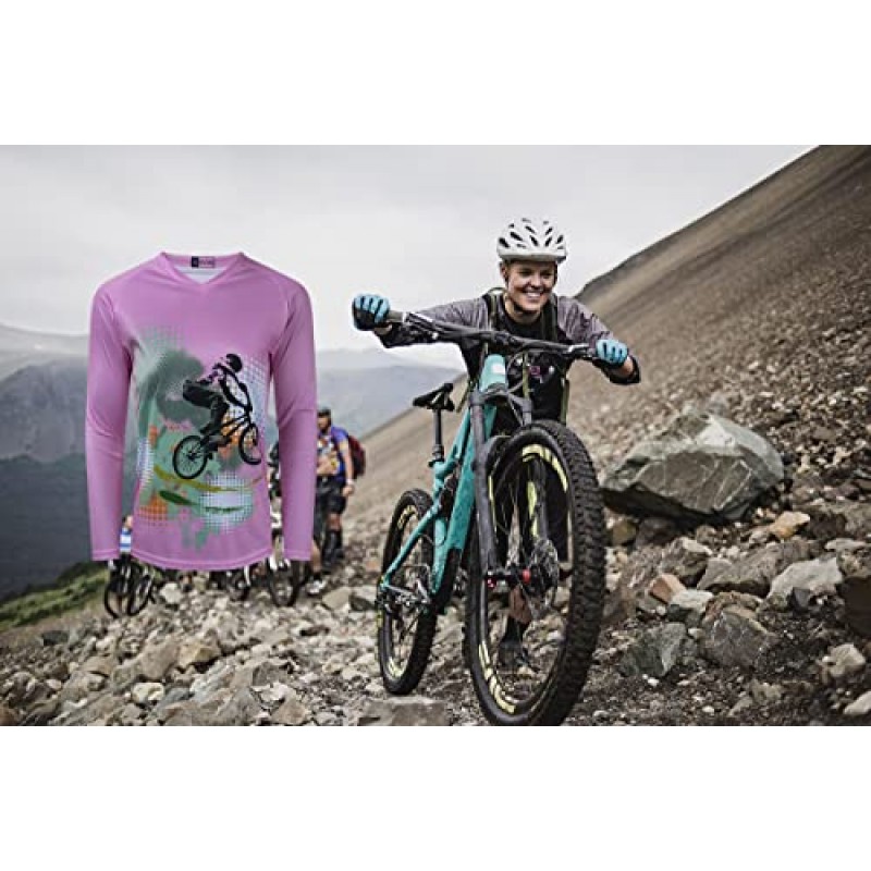 긴 소매 MTB 저지 여성, 산악 모토크로스 자전거용 먼지 자전거 셔츠 BMX 오토바이 낚시 오프 레이싱