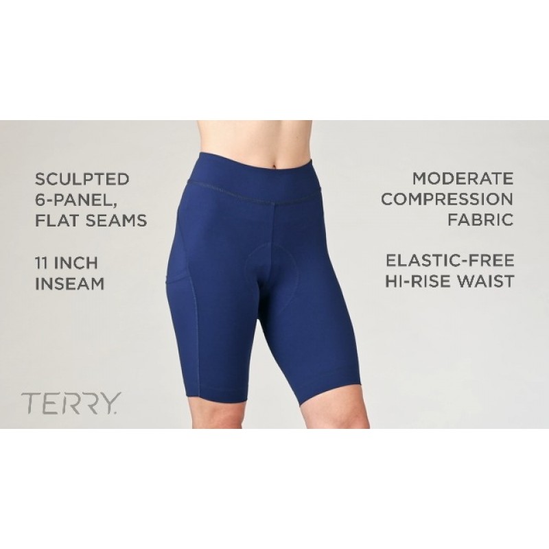 Terry Wayfarer 여성용 11인치 긴 자전거 반바지, 패딩 처리된 압축 반바지, UPF 50+, 다일 투어링 사이클링 반바지