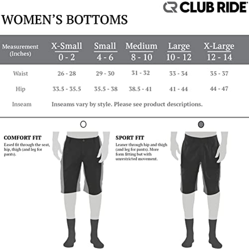 Club Ride Apparel 여성용 Eden 사이클링 반바지(레벨 2 샤무아 포함) - 탈착식 샤무아 라이너가 포함된 7인치 바이킹 반바지