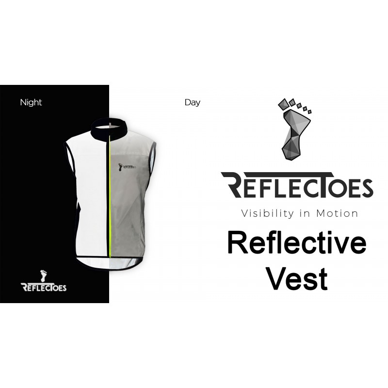 ReflecToes 러닝 및 사이클링용 반사 윈드브레이커 조끼 - 경량, 완전 반사, 후면 통풍구