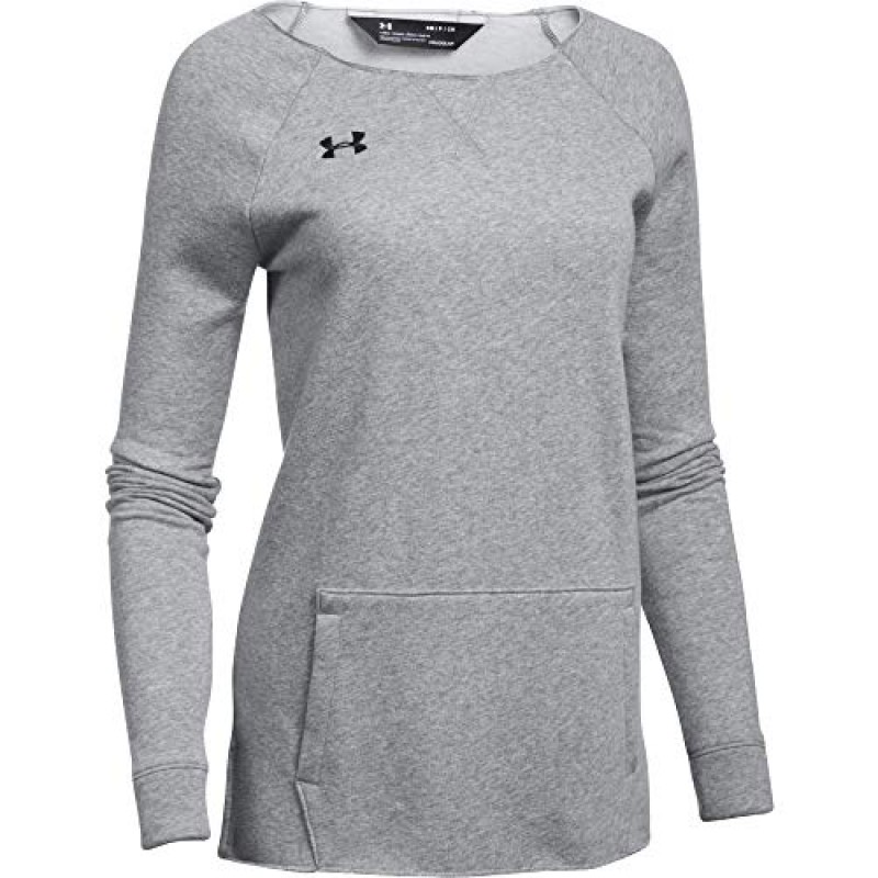 Under Armour 여성용 허슬 플리스 크루넥 티셔츠