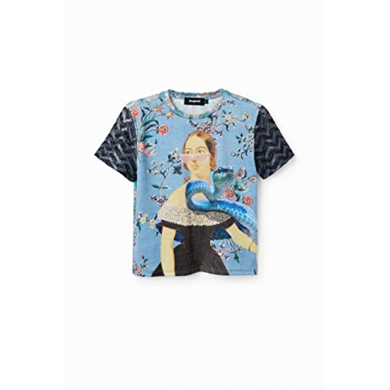 Desigual 여성 여성 니트 T 셔츠 반팔