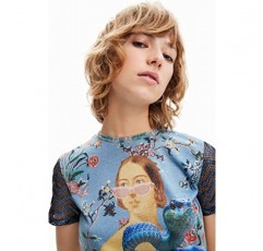 Desigual 여성 여성 니트 T 셔츠 반팔