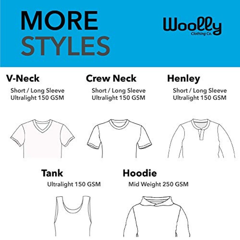 Woolly Clothing Co. 여성용 메리노 울 플렉스 크루넥 티셔츠 - 초경량 - 흡습성 통기성 냄새 방지