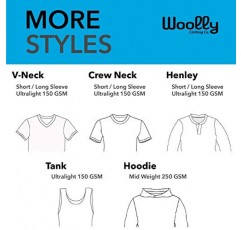 Woolly Clothing Co. 여성용 메리노 울 플렉스 크루넥 티셔츠 - 초경량 - 흡습성 통기성 냄새 방지