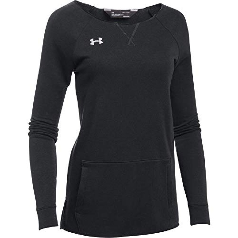 Under Armour 여성용 허슬 플리스 크루넥 티셔츠