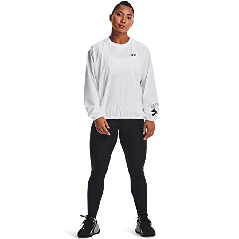 Under Armour 여성용 우븐 그래픽 긴팔 크루