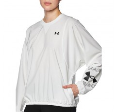Under Armour 여성용 우븐 그래픽 긴팔 크루