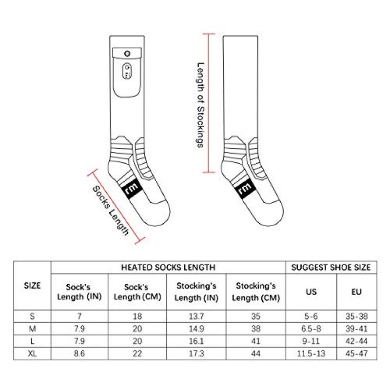 Dr.Warm 무선 가열 양말, 원격 제어 2600mAh 7.4V 충전식 배터리 가열 양말, 추운 겨울 남성 여성 어린이를위한 열 스키 양말