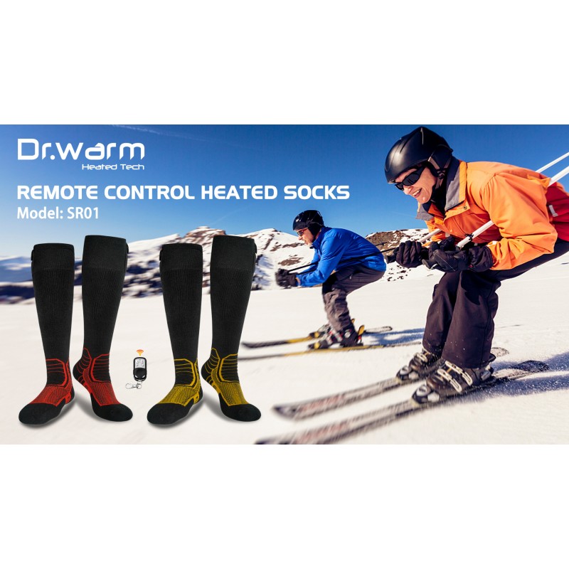 Dr.Warm 무선 가열 양말, 원격 제어 2600mAh 7.4V 충전식 배터리 가열 양말, 추운 겨울 남성 여성 어린이를위한 열 스키 양말
