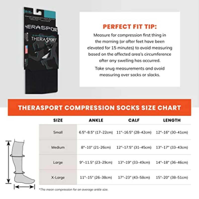 THERASPORT 20-30mmHg 중간 압축 운동 성능 양말