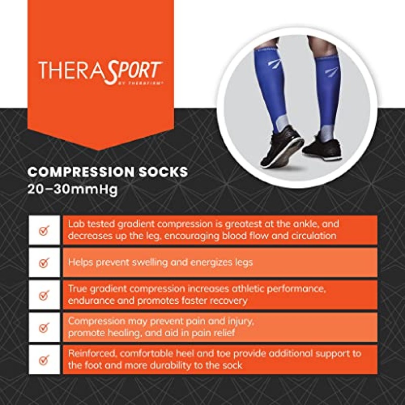 THERASPORT 20-30mmHg 중간 압축 운동 성능 양말
